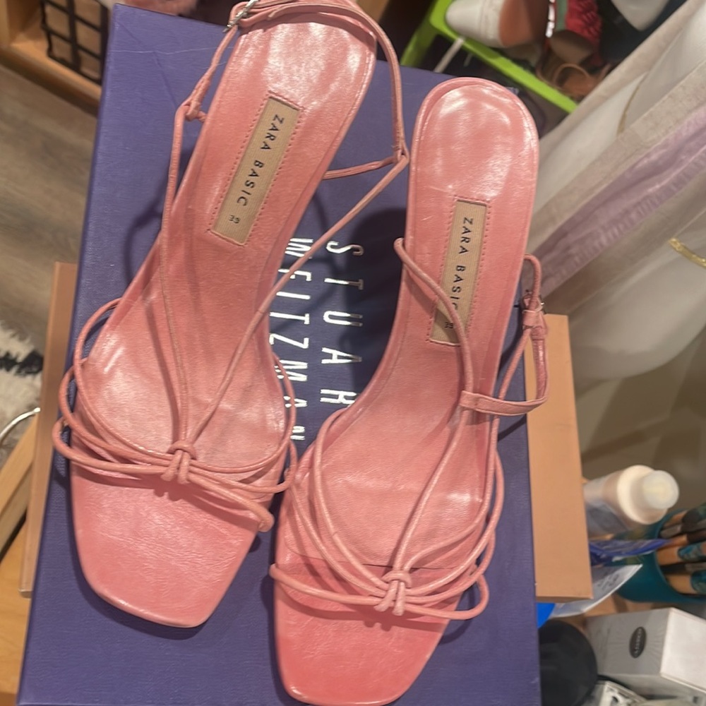 Zara Basic Leather Heeled Sandal - image 2